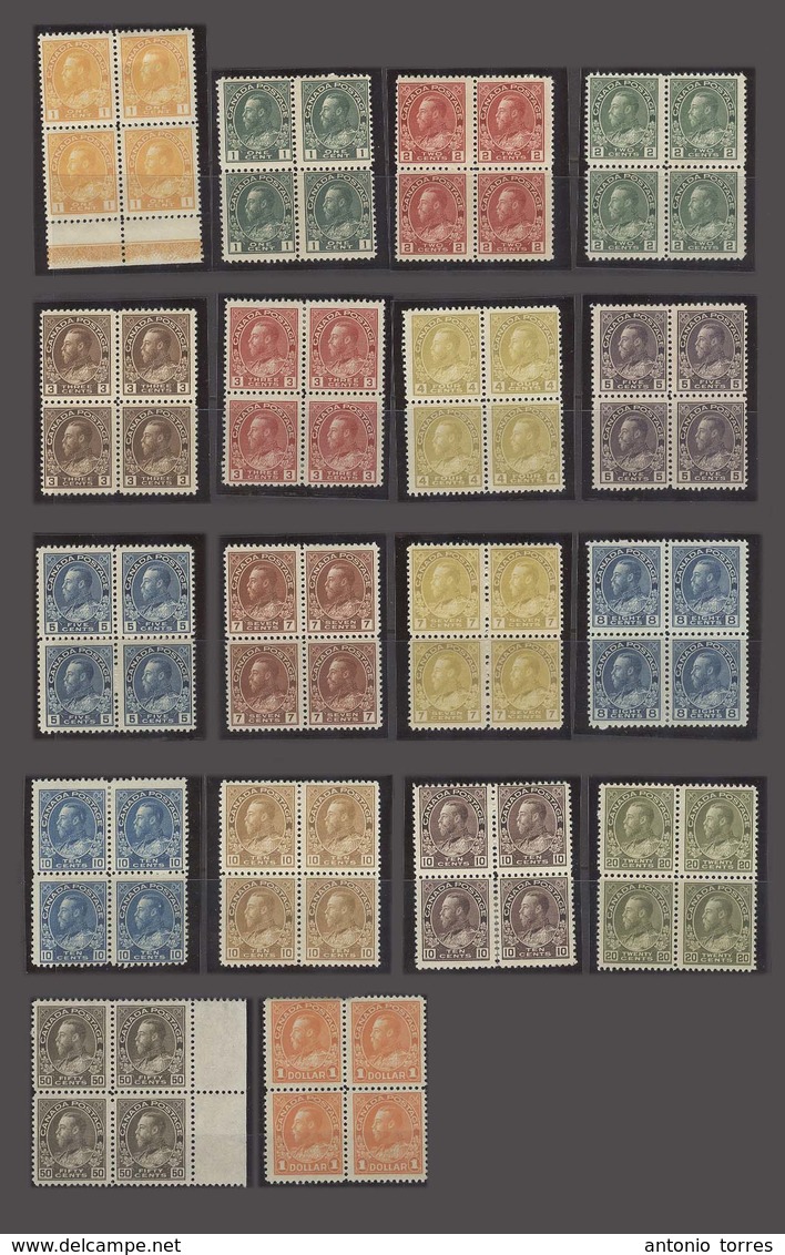 CANADA. Sc104-22 X/xx. Complete Set In Blocks Of Four At Least Unmounted Mint Pair, In Most Cases Just One Stamp Hinged. - Other & Unclassified