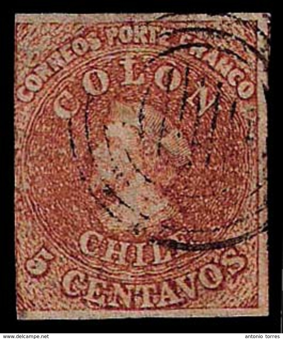 CHILE. 1854. Yv ID. 5c. Siena. Nice Stamp. - Chile
