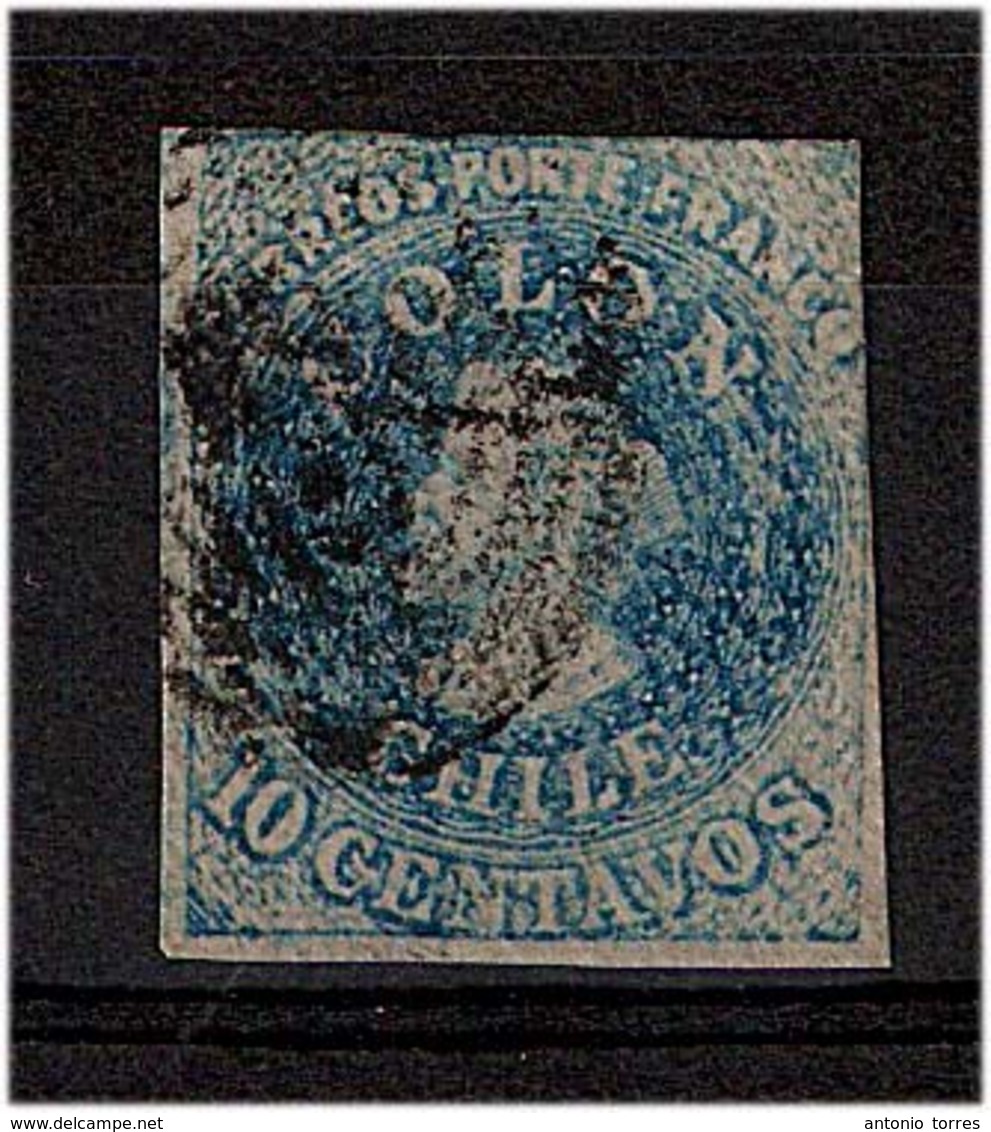 CHILE. 1856. 5c. 10c. Wmk. Blurred Print / Diagonal Lines (!). Most Unusual Appeal. Looks Squeezed Print. - Cile