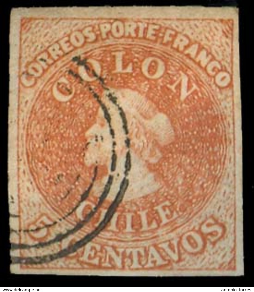 CHILE. 1854. Sc. 3. 5c Brown Orange Engraved. Large Margins / Used. V Fine Cond. - Cile
