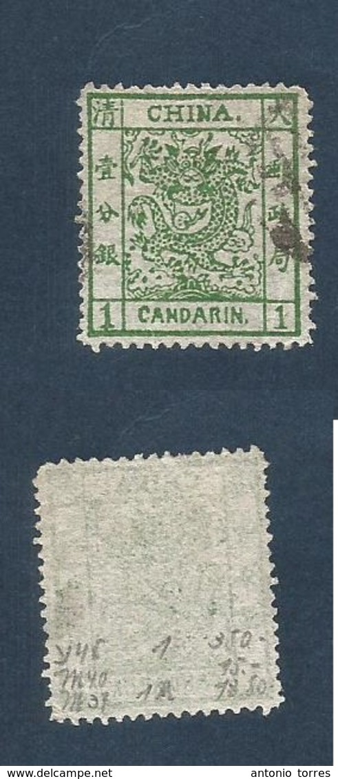 CHINA. 1878. Sc 1º. 1 Candarin Dark Green Fine Used Well Centrated Thin Paper. SC $550 - Altri & Non Classificati