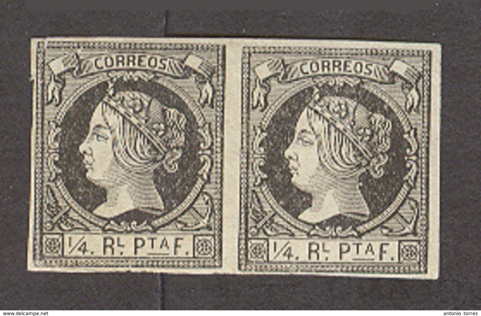 CUBA. 1862. Ed 11 (*). 1/4 Rl Plata Negro Pareja Horizontal Nueva. Bonita. - Altri & Non Classificati