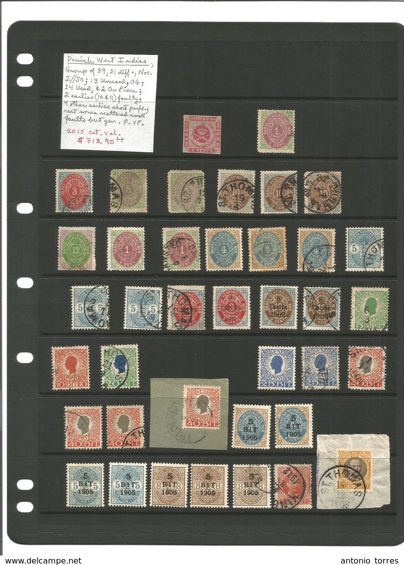 D.W.I.. 1855-1908. Mint And Used Collection. Group Of 39 Stamps, 21 Diff; Noa 2//50; 13 Unused; OG; 24 Used; And 2 On Pi - Antille