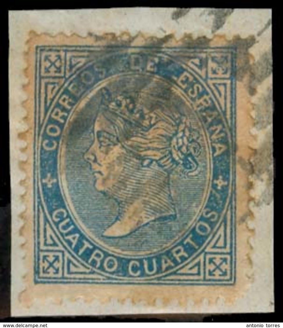 E-ISABEL II. 1867. Ed 88º. FP. 4cts Azul Falso Postal / Parrilla 1 (GS 64F). Muy Escaso Usado. - Altri & Non Classificati