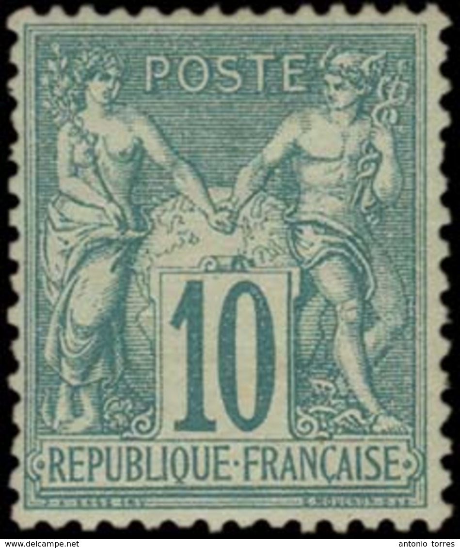 FRANCE. 1876. Sage 10c Green, Type I, Nicely Centered, Original Gum, Light Hinged. VF (2005 Cat 1,200 Euros). - Altri & Non Classificati