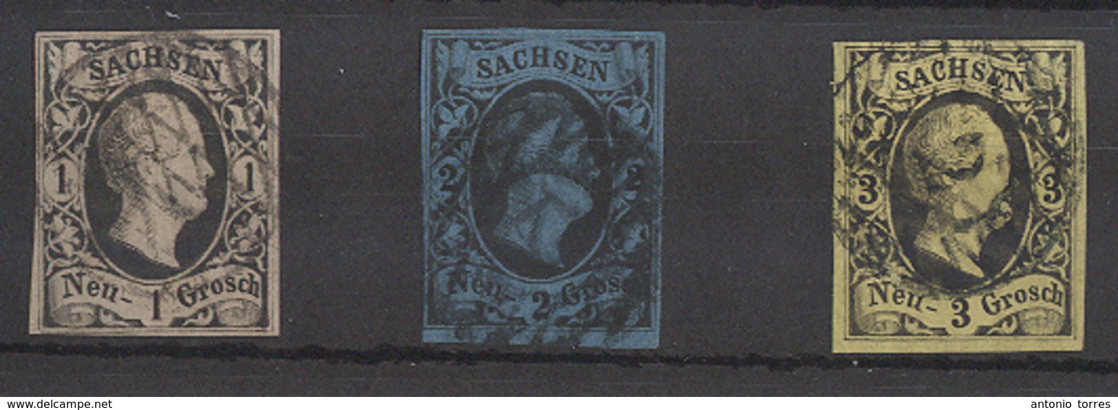 GERMAN STATES-SAXONY. 1851. Yv 3-5. 3 Values Used Fine Faultless Yv 2009 110euros. - Other & Unclassified