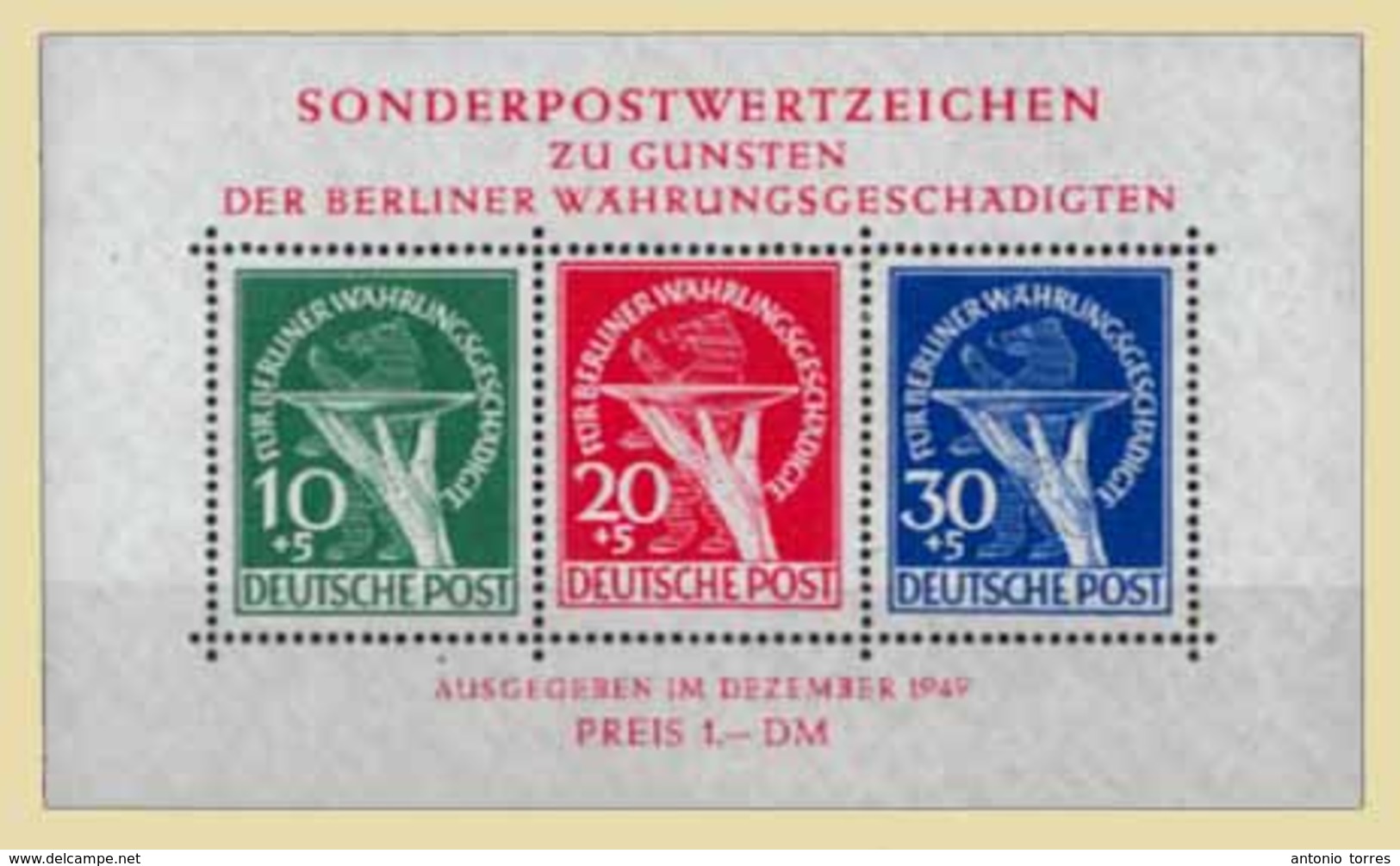 GERMANY. UM***. BERLIN. 1949 (Dec.). Charity Miniature Sheet Unmounted Mint, A Few Very Trivial Gum Stains Otherwise Sup - Altri & Non Classificati