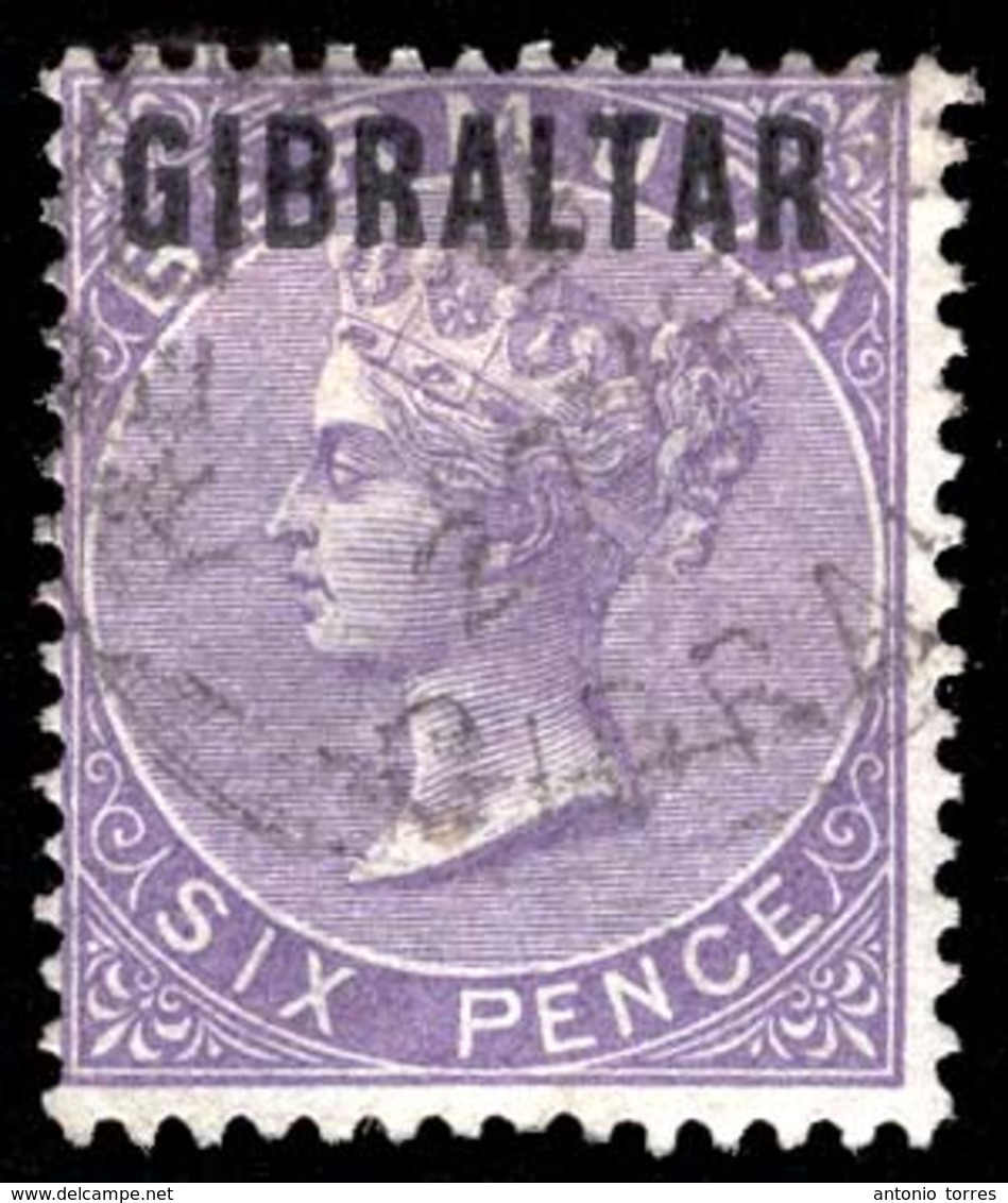 GIBRALTAR. 6d Lilac, Cancelled "Registered/Gibraltar" Oval Mark. Premium Cancel. - Gibraltar
