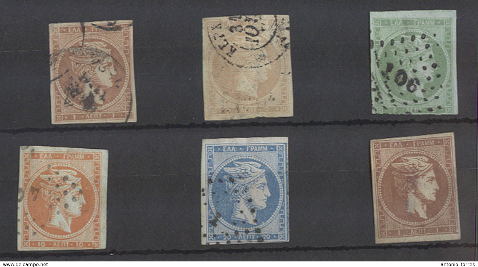GREECE. 1869-70. Plates Retouches. 6 Diff Mint And Used Stamps. Generally Fine. Opportunity. - Other & Unclassified
