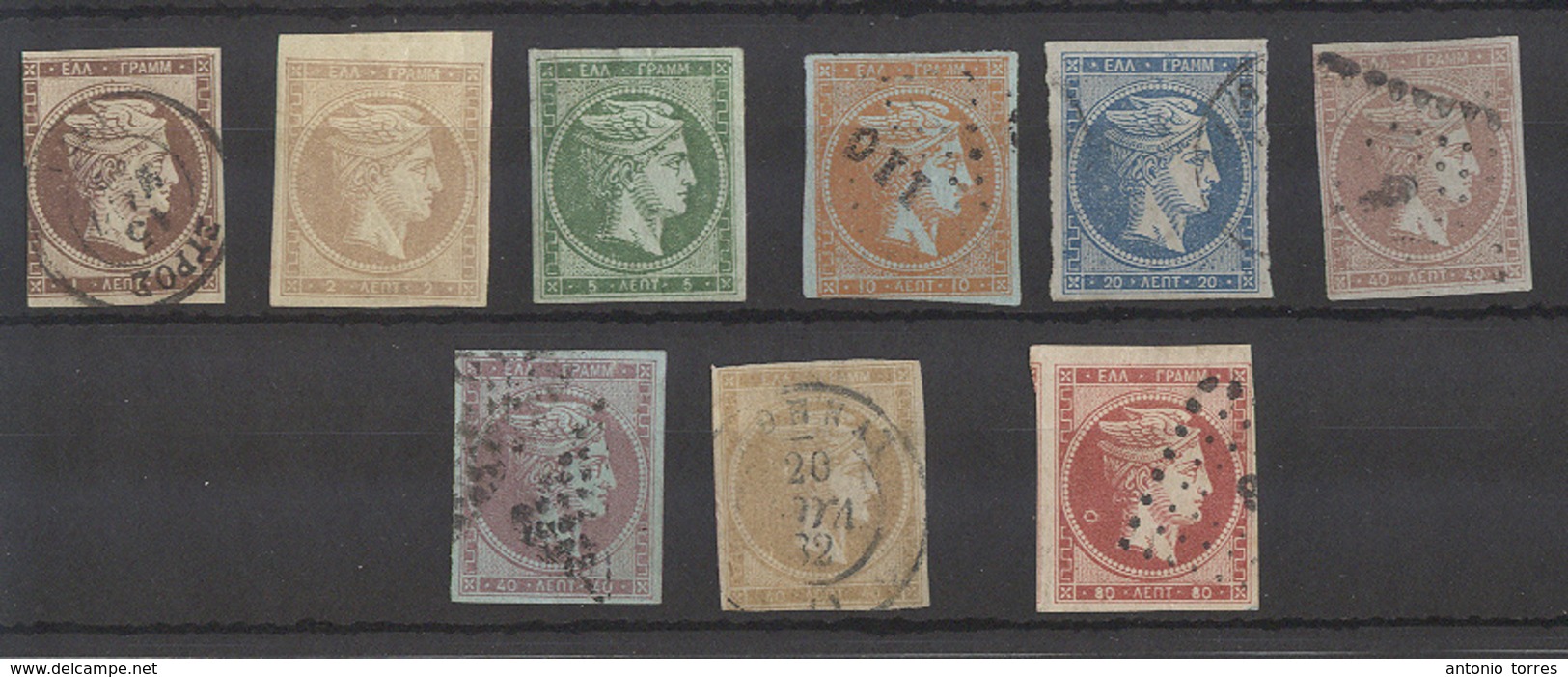 GREECE. 1863-71. Athens Printing Less Neart. Selection Of 9 Diff Several Signed About Fine Mint And Used. Opportunity. - Altri & Non Classificati