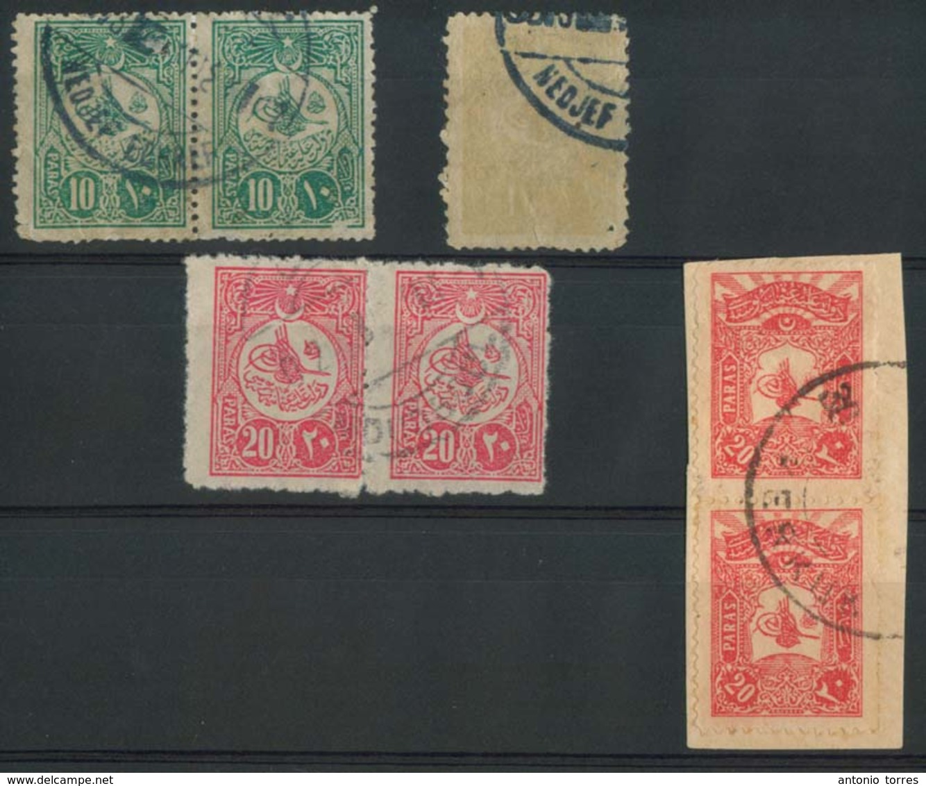 IRAQ. C.1909. Turkish Period. 7 Stamps, Cancelled Nedjef (3), Mossoul (2), Kerkuk (2). Fine Group. - Iraq