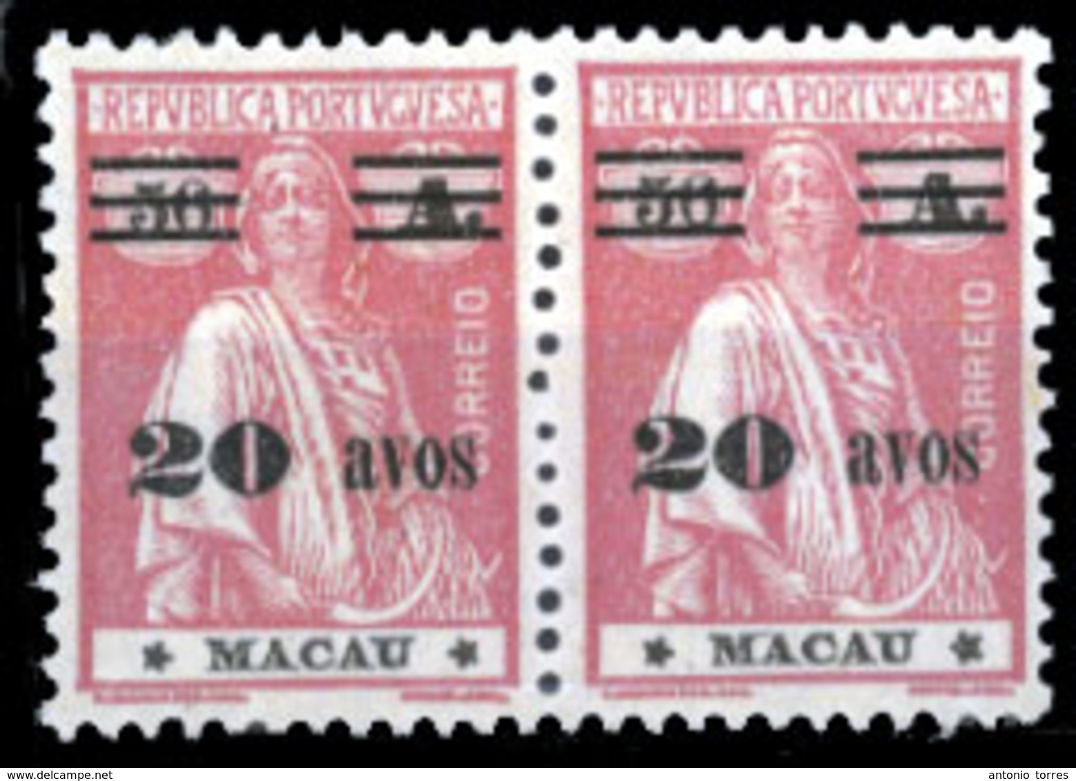 MACAU. 267***/**. 1931/33 Ceres Issue With Ovpt. 20avos/on 50a Lilac Rose Star Position III-IV. (The Better One). Superb - Other & Unclassified