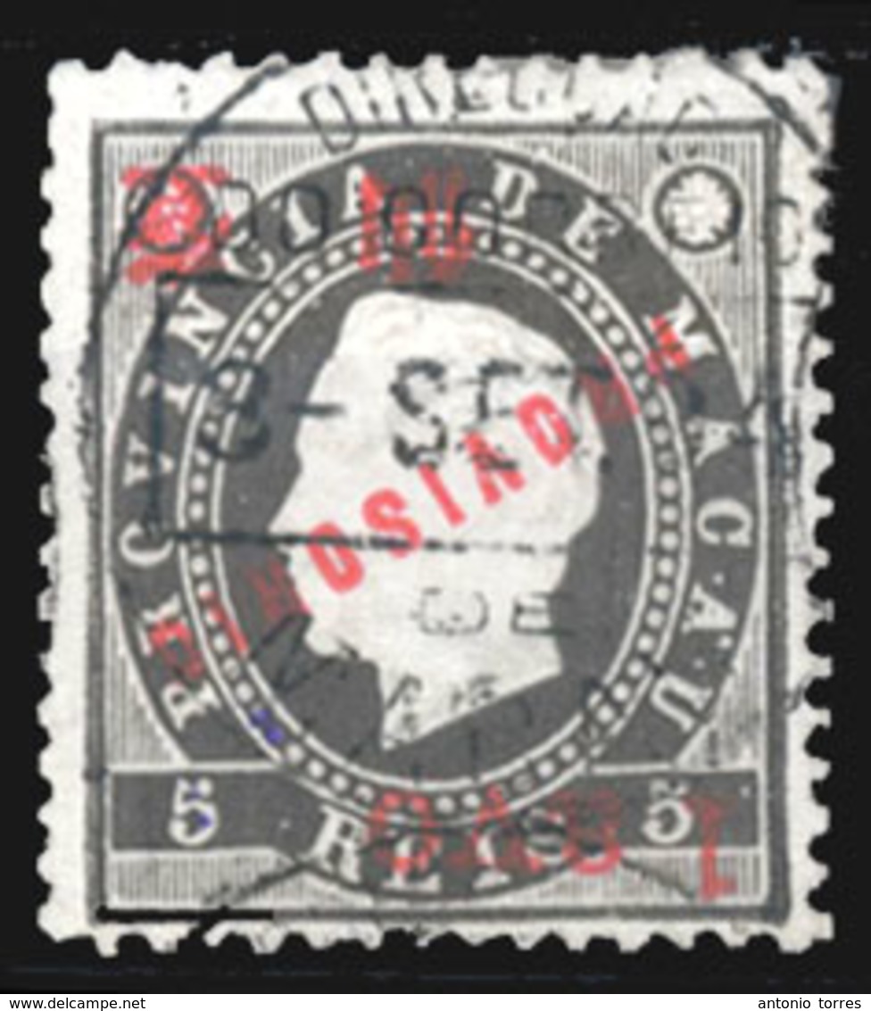 MACAU. 60º. 1894 1a S/5r Black. Provisorio Issue. INVERTED Ovpt. (Choi 60a). - Other & Unclassified