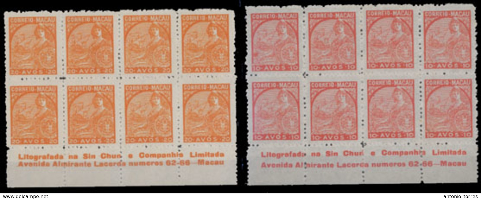 MACAU. 325/326*. 1945 (2 January) Padrôes". The Locally Printed Retouched Design On Medium Thick Paper. A Beautiful Pair - Altri & Non Classificati