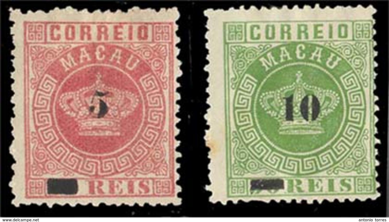 MACAU. 22/23*. 1885 Crown Ovpted. Issue 5/25r And 10/50r (p 13 1/2). Fine. - Other & Unclassified