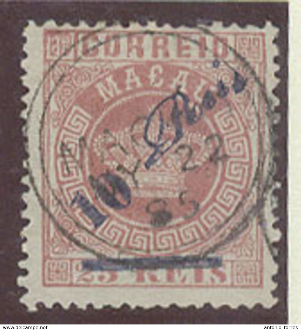 MACAU. 1885. Af 12aº. 10r / 25r Rose Well Centered Perf 12 1/2 Cds 22 My 85. Variety "0" Of 10 Fallen About 2mm Lower. M - Autres & Non Classés