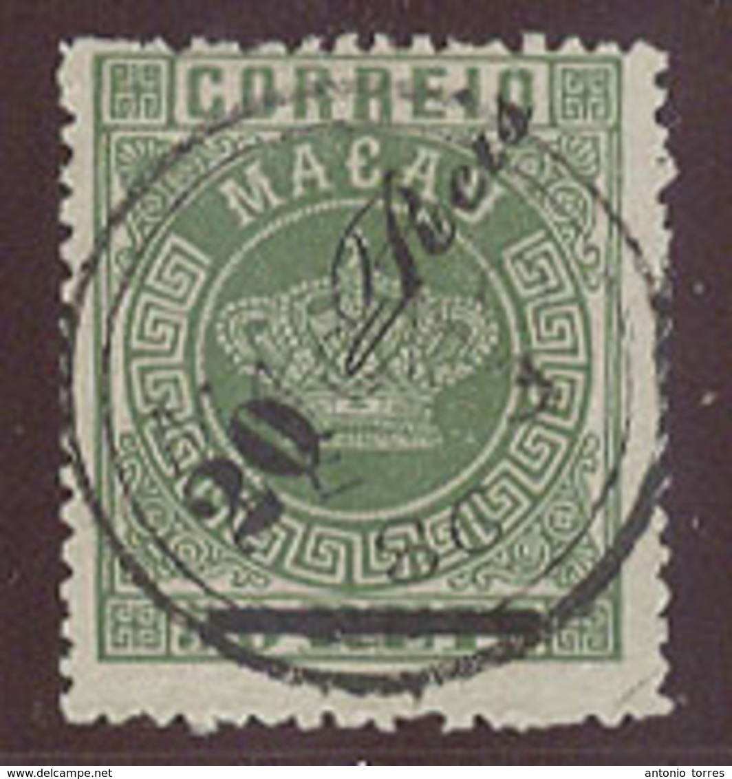 MACAU. 1885. Af 14º. 20rs / 50rs Green Intense Perf 13 1/2 Cds. 3 FE 86. Fine. - Autres & Non Classés