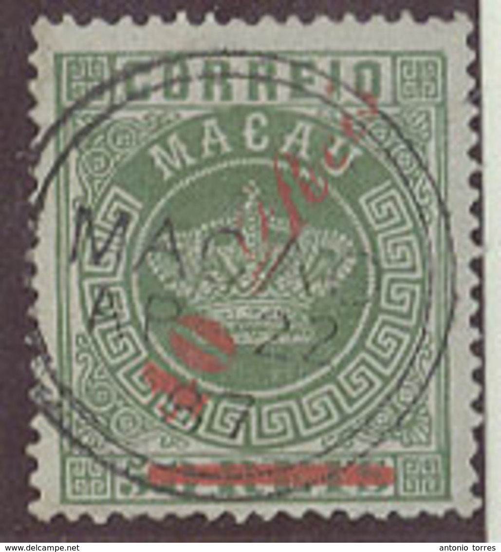 MACAU. 1885. Af 15º. 40rs / 50r Green Perf 13 1/2 Rather Well Centered Cds 22 AP 87 Variety. Fine. - Autres & Non Classés