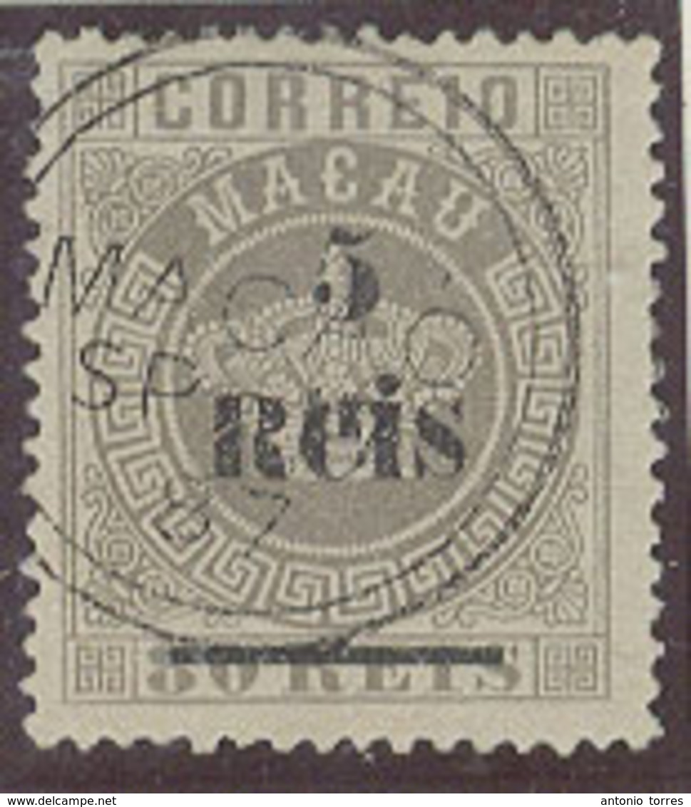 MACAU. 1887. Af 24º. 5r / 80r Grey Perfect Centering "R" With Line Perf 13 1/2 Cds 17 SP 87. XF. - Autres & Non Classés