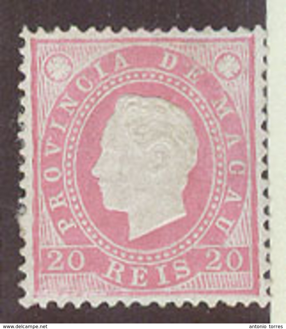 MACAU. 1887. Af 34 (x). 20rs Rose Mint No Gum Perf 12 1/2. VF Well Centered. - Autres & Non Classés