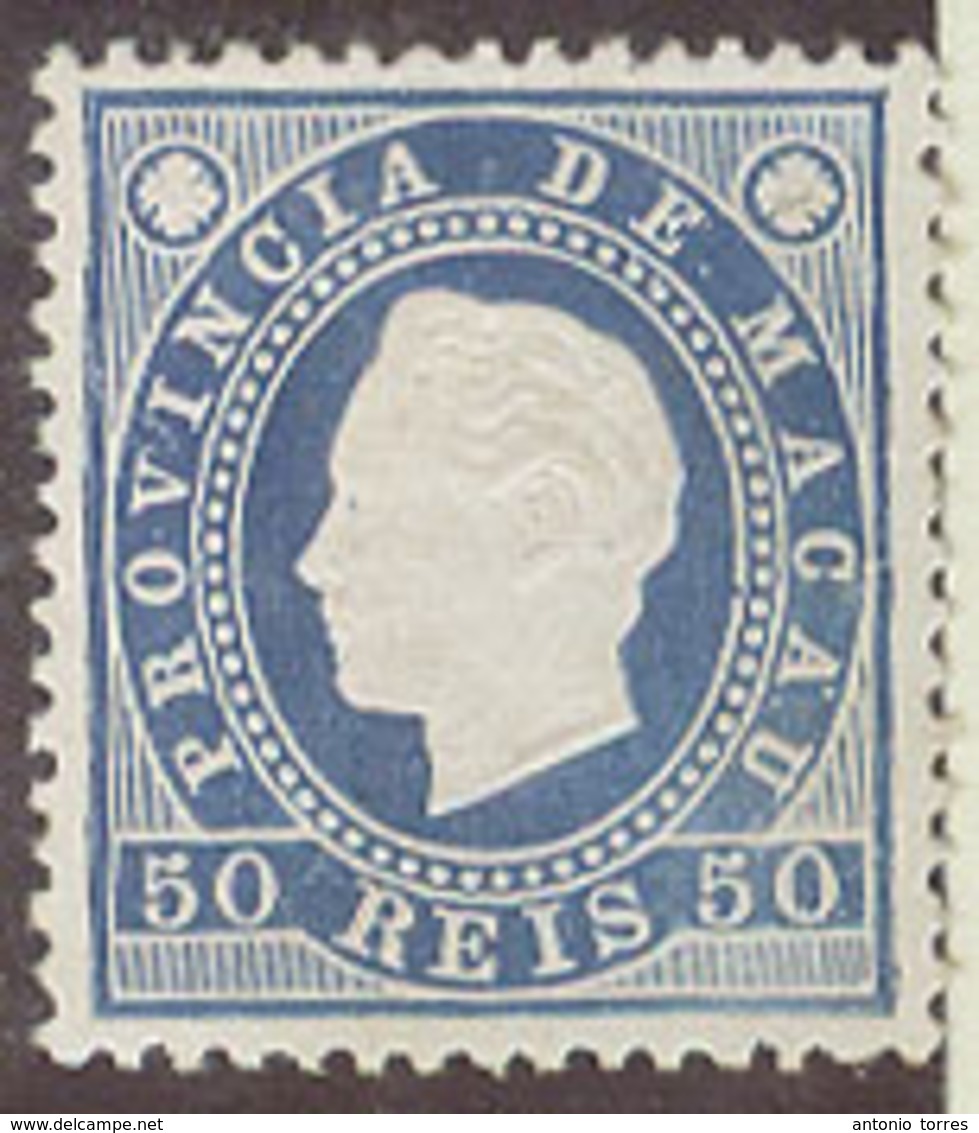 MACAU. 1887. Af 37 (X). D Luis. 50rs Blue Perf 12 1/2 Perf Centeed. VF Item. - Other & Unclassified