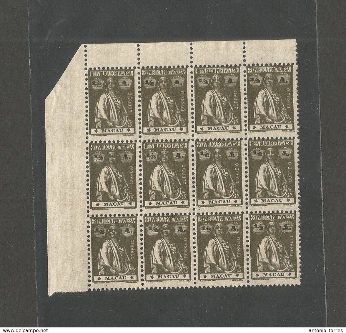 MACAU. C. 1920s. Ceres 1/2a Dark Brown Margin Cover Block Of Twelve, Showing Differents Star Printing Sizes And Other Cl - Altri & Non Classificati