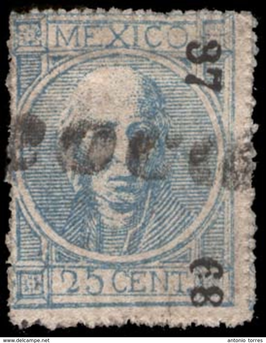 MEXICO. 1868-72. 25c. Thick Figures Perf. (Sc. 68). 37-68. Lagos Teocaltiche Cancel (Sch. 688). Not Refered In This Issu - Messico