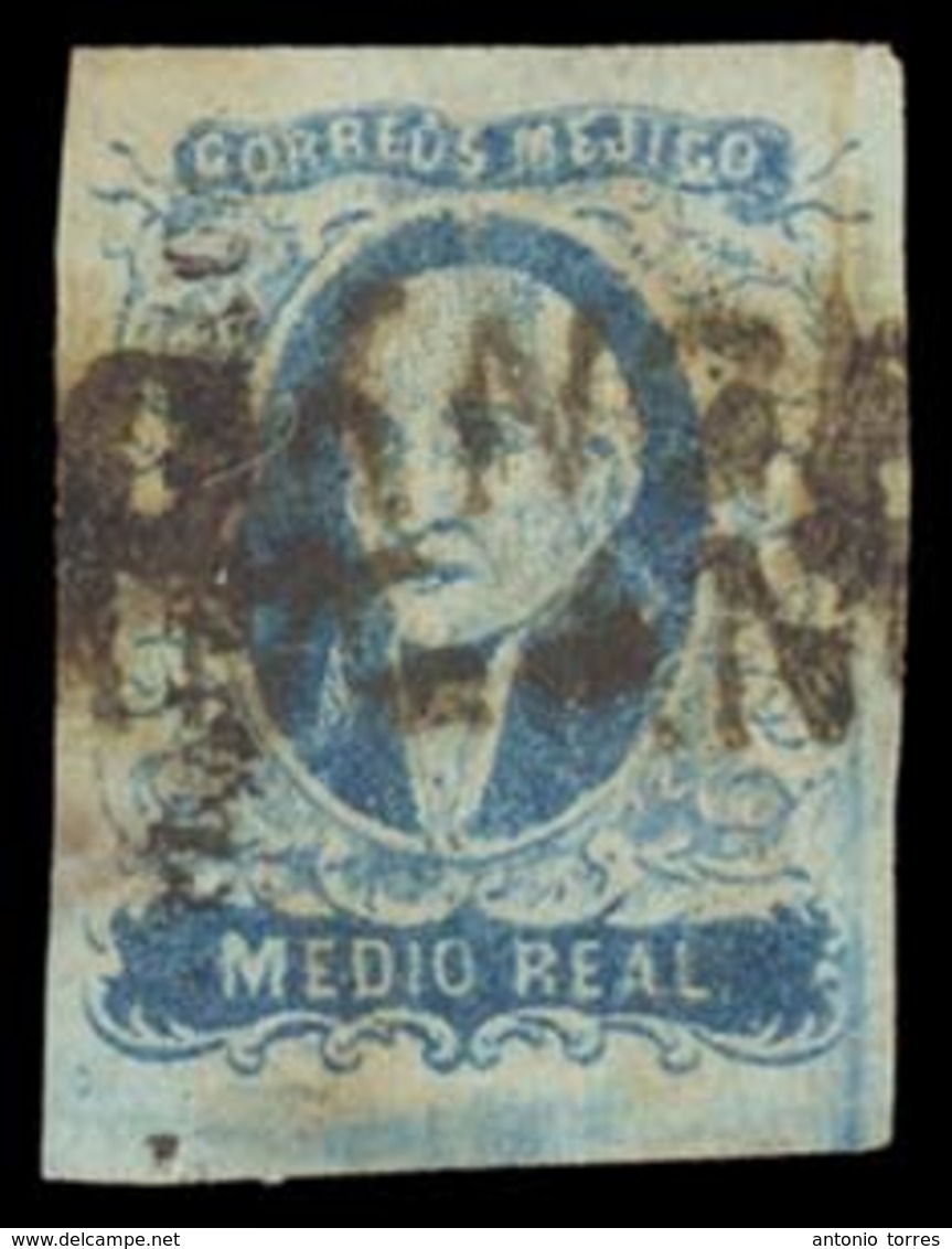 MEXICO. Sc. 1, Used. 1856 1/2 Real Blue, Wide Setting. Large Margins All Around. TLALPUJAHUA District Name + Double Canc - Mexico