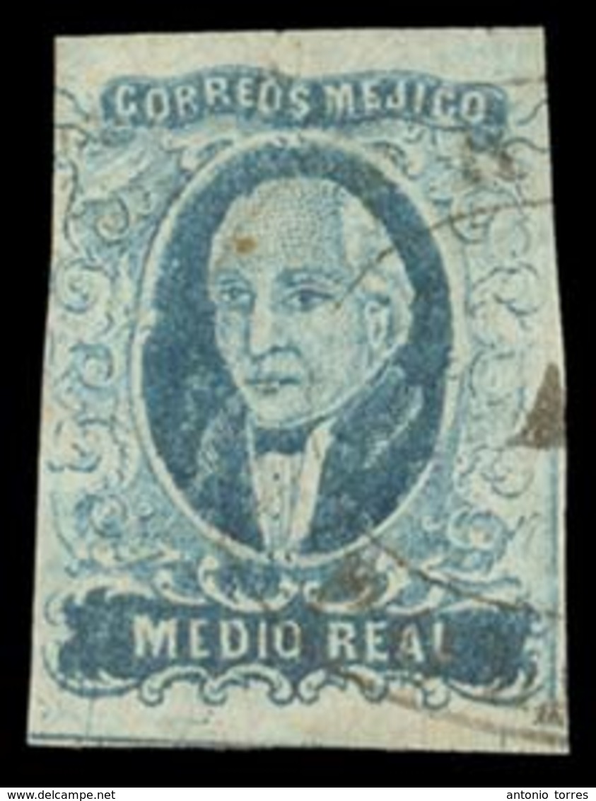MEXICO. Sc. 1, Used. 1856 1/2 Real Blue, Wide Setting, No District Name "POLOTITLAN" (xx/RRRR), With Oval Cancel. Sch. 1 - Messico