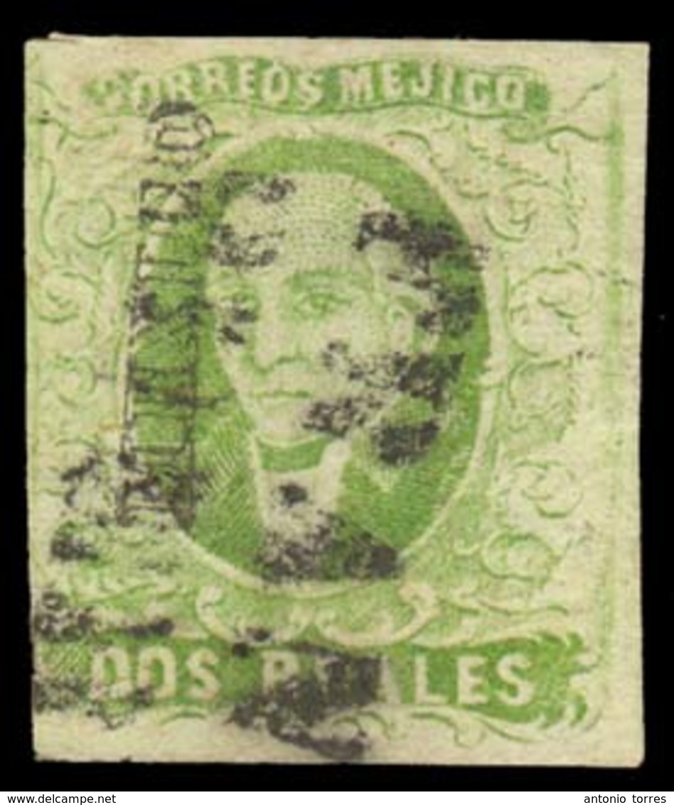 MEXICO. Sc. 3º. 1856 2rs Green. Mexico District. Used In Puebla. VF And Most Scarce. - Messico