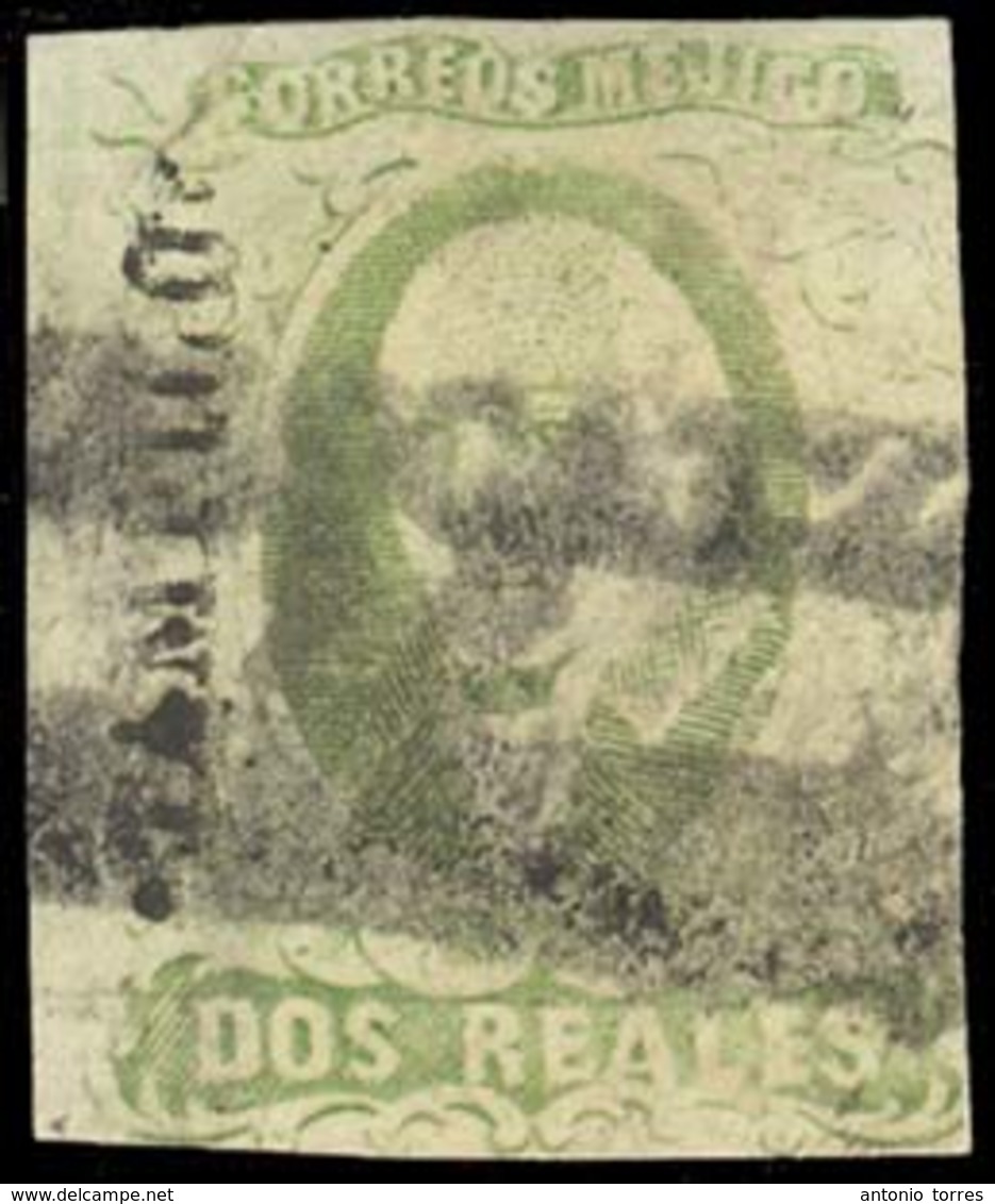 MEXICO. Sc. 3º. 1856 2rs Green. Tampico District, "MACISCATZIN" Cancel (xx/RRR). Sch. 1590. Very Scarce Postmark. - Mexiko