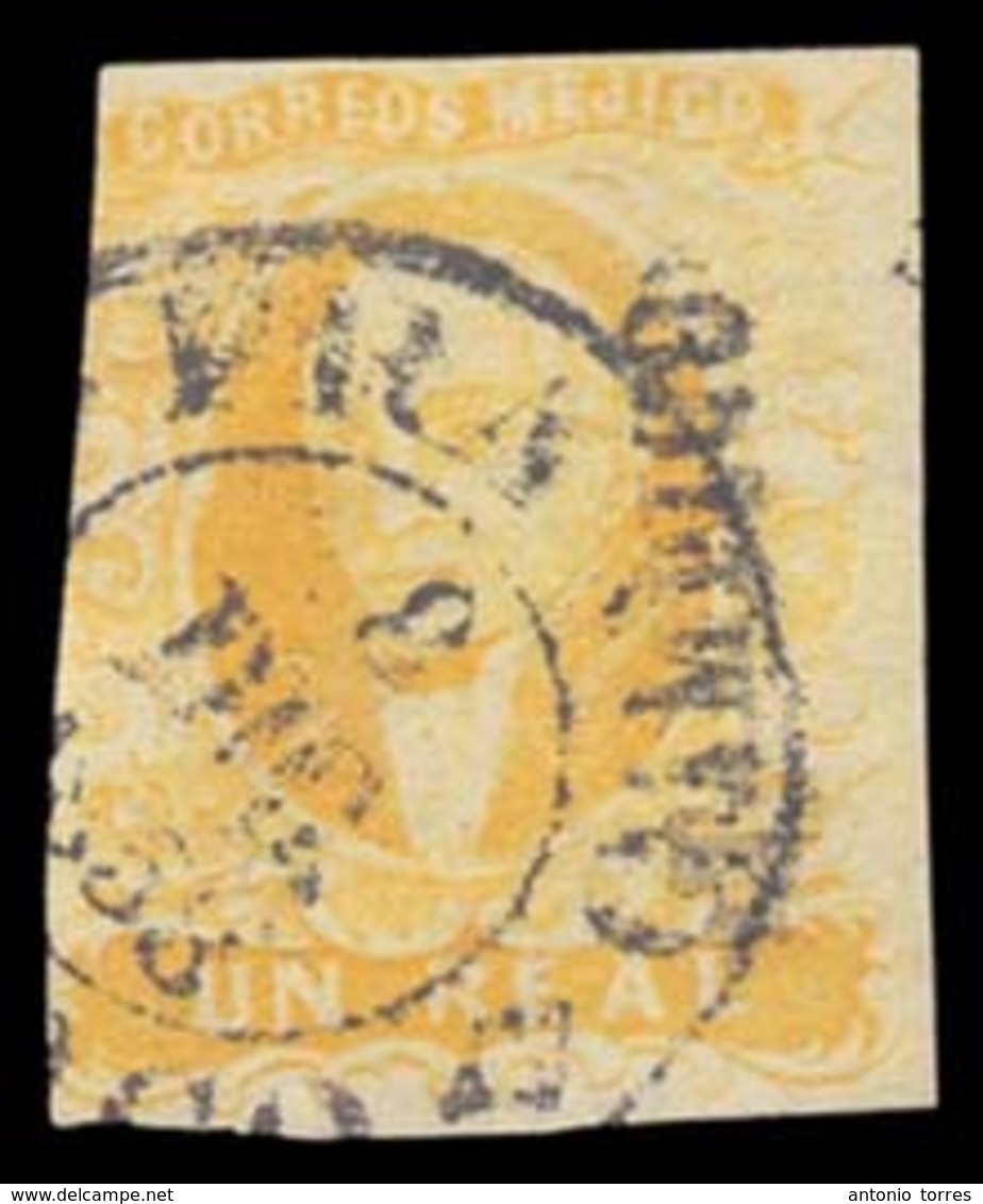 MEXICO. Sc. 2º. 1856 1rl Yellow. Tampico District, Used From MEXICO CITY. Cds 8-DIC-1858 Cancel. An Scarce Out Of Distri - Mexiko