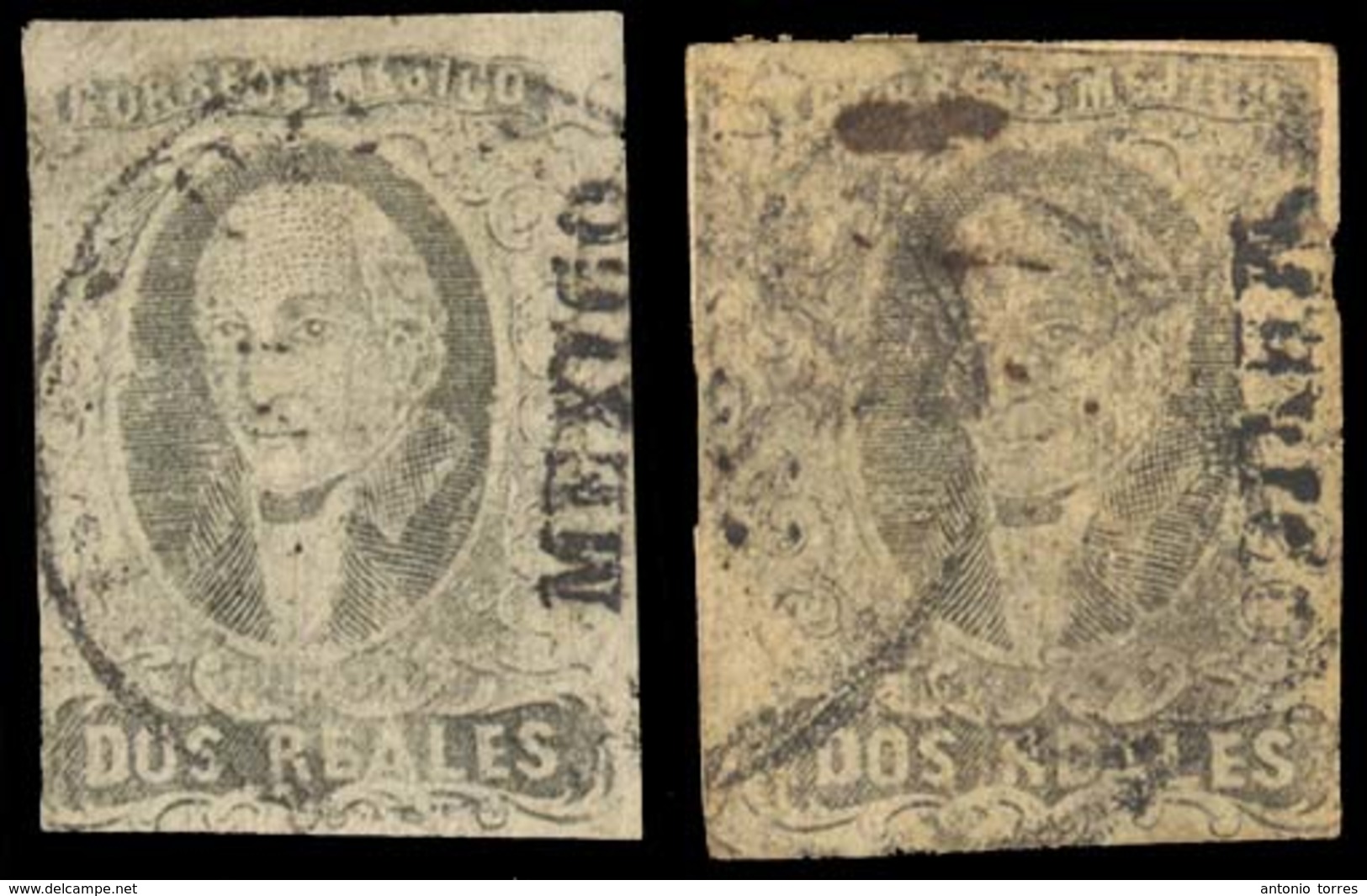 MEXICO. Sc. 8º. 1861 2rs Black / Pink. Mexico District, Cancelled Rejilla + "O". Broken Plate At Left / Café On Piece. A - Mexico