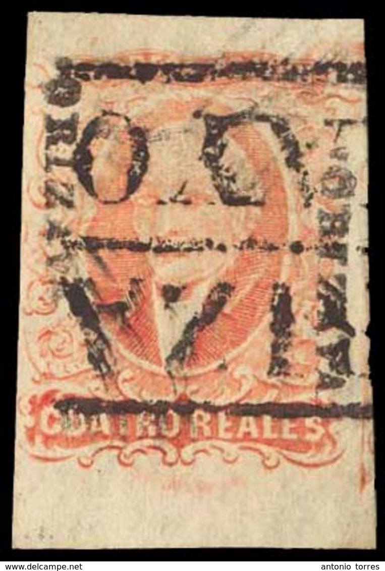 MEXICO. 4rs Red. ORIZAVA DOUBLE Name + Box Cancel. Large Box. Most Unusual District Applied Twice. - Messico