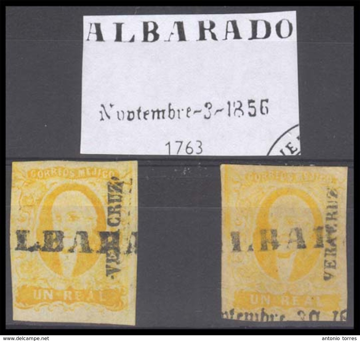 MEXICO. Sc 2º(2). VERACRUZ District. 1rl "ALBARADO" Stline (xxx Both) Sch 1763, With And Without Date Below. The Later T - Mexique