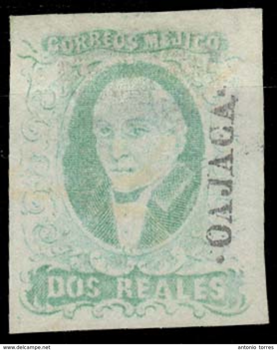 MEXICO. Sc 3ºb. OAXACA District. 2rs Emerald, Very Good Margins Mint No Gum. A Rarity Shade Not Cancelled. F-VF. - Mexique