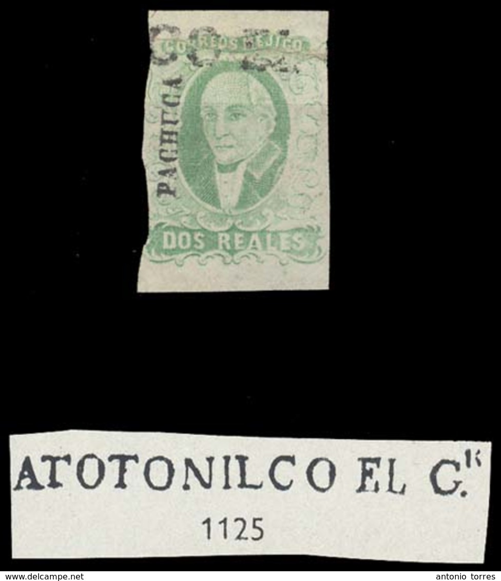 MEXICO. Sc 2ºb. PACHUCA District. 2rs Green Emerald, Wide Settings, "ATOTONILCO EL GR." (xx) Sch 1125. Straightline Type - Messico