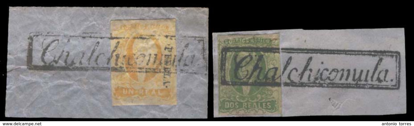 MEXICO. 2/3º. 1856. 1rl. And 2rs. Puebla District (2 Reales With No Name) Both Complete Box CHAL CHICOMULA (xxx). Lovely - Mexique