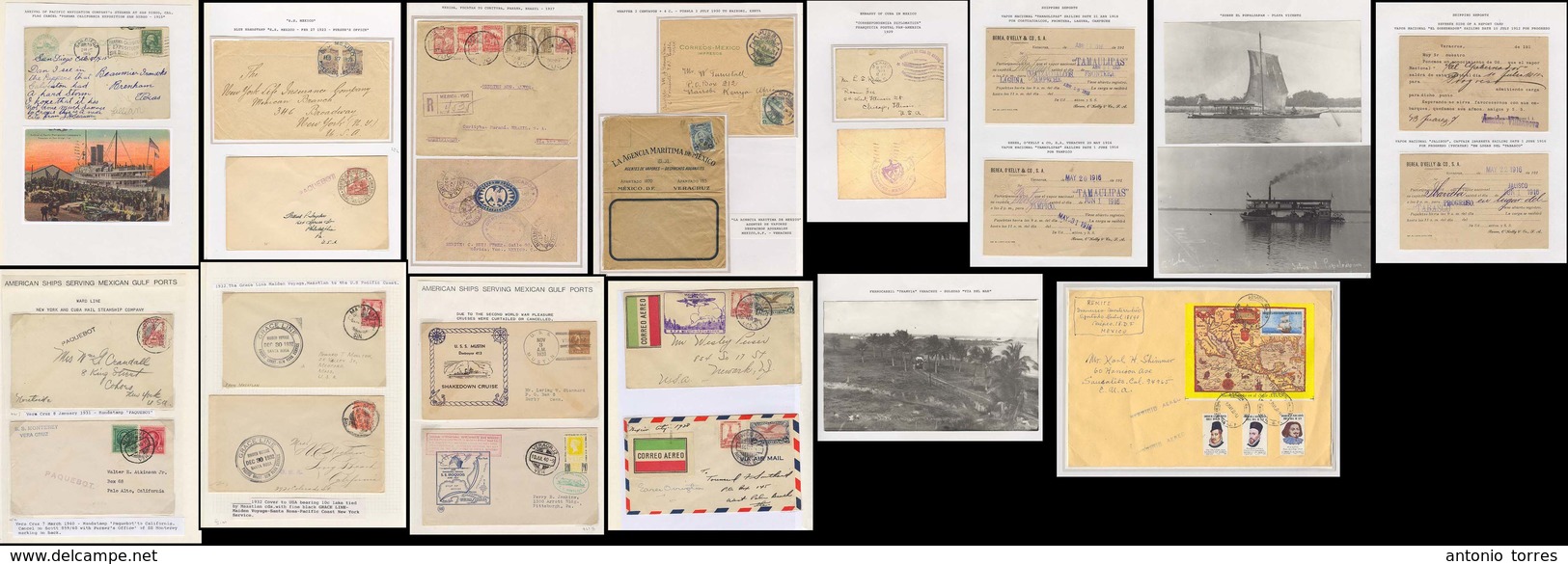 Mexico - XX. 1900.XX / Post Revolution. Collection Remainder Postal History Maritime, Including Some Nice Ship Paquebot  - Mexico
