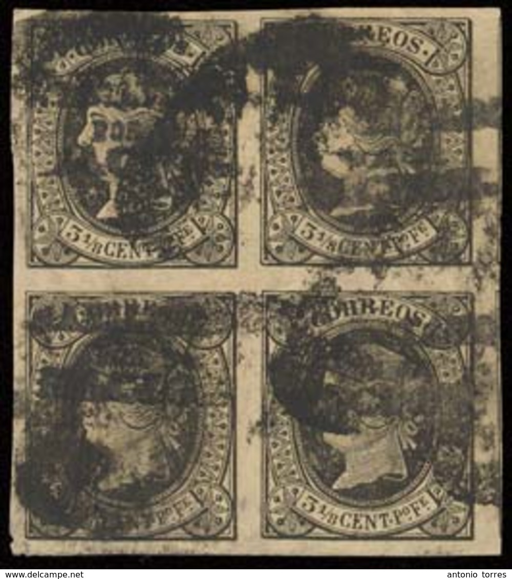 PHILIPPINES. 1869. 20M (4). HPN. 3 1/8c Negro. Bloque De 4 Usado. Buenos Margenes. - Filippine