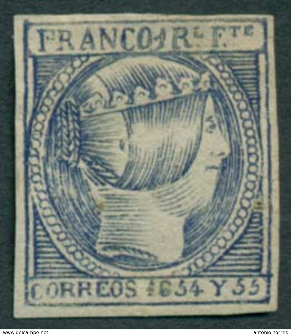 PHILIPPINES. 1854. Ed3*. 1 Real Azul Oscuro. Fine Mint Good Margins, Faultless Stamp. Lovely Item. Edif 2009 Cat 1,000 E - Filippine