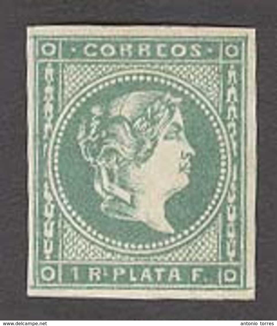 PHILIPPINES. 1863. Ed 16*. 1 Real Verde Esmeralda Grandes Margenes Con Goma Original. Selo De Lujo.precioso. - Filippine