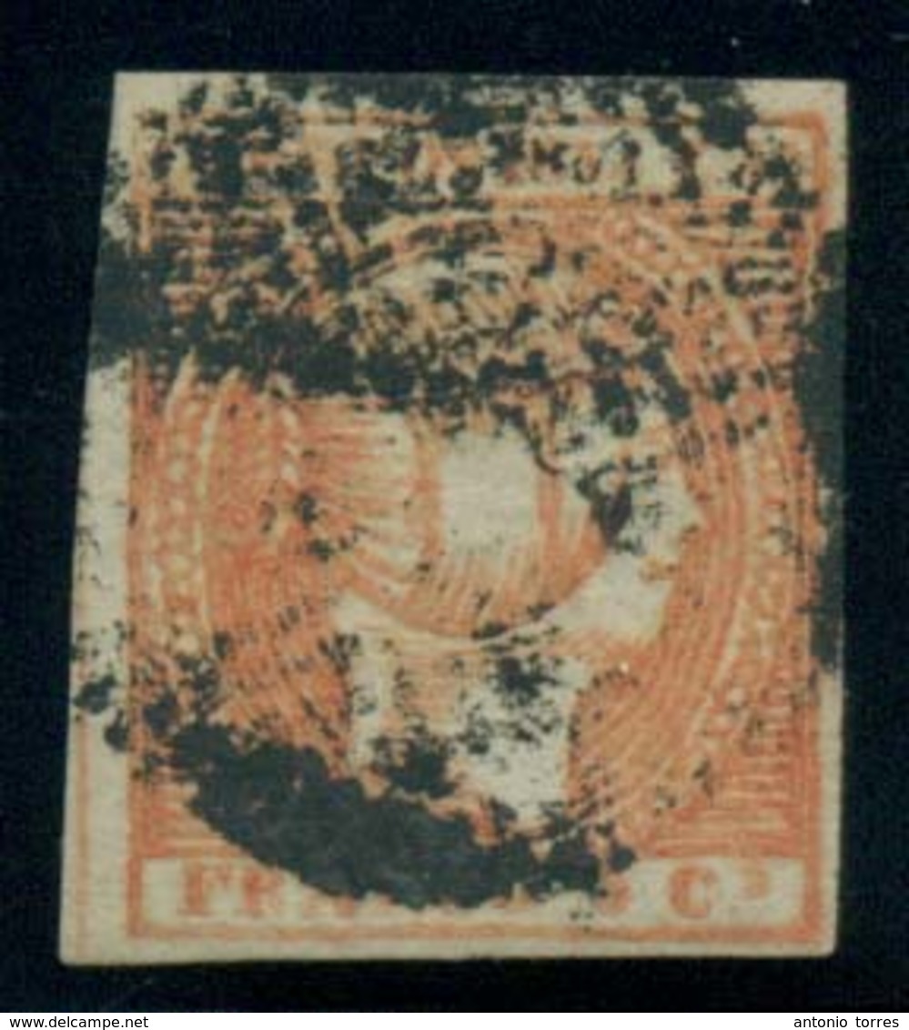 PHILIPPINES. 1854. Ed 1º 5c Naranja. Preciosos Margenes Grandes A Faultless Scarce Stamp. VF Ed 2014 365 Euros With Marg - Philippines