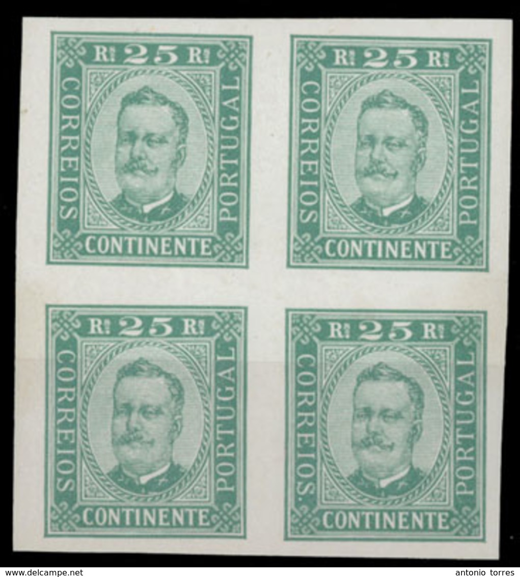 PORTUGAL. 1892-3.  D. Carlos I.  25rs Green.  1900 Reprint.  Imperf. Rate Block Of Four, Fine U/mint.  (Af. 70).  V. Sca - Other & Unclassified