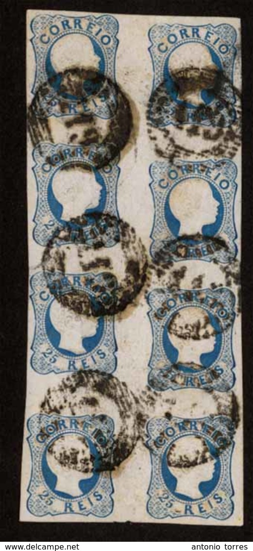 PORTUGAL. 12º. Type I. Blue Shade. BLOCK OF EIGHT. Complete Margins All Around, Cancelled "119" (Gonveia). V. Fine And E - Sonstige & Ohne Zuordnung