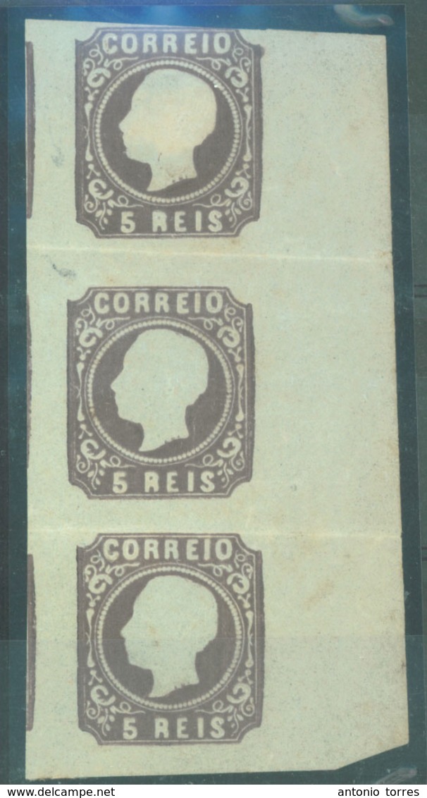 PORTUGAL. 14***/**. Type II. Left Border Of Sheet. (upper Stamp Just Touches). Fine And Extremely Rare. Ex-Lima. - Altri & Non Classificati