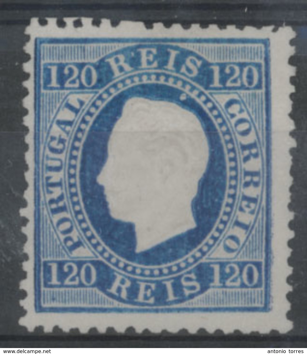 PORTUGAL. 44*. 120rs Blue Fita Direita. Mint. V. Fine Af.99 64,200 Esc. Cert P.F. (1965). - Altri & Non Classificati