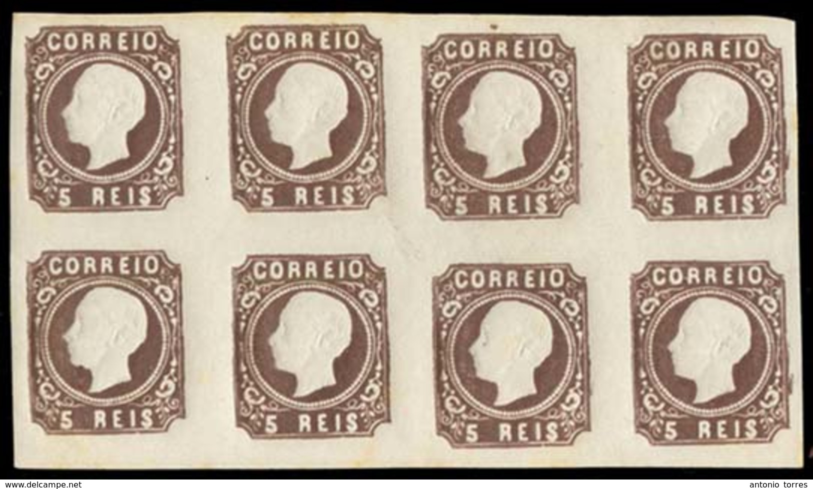 PORTUGAL. 14***. D. Luis I. 5rs Dark Brown. V. Good Large Margins All Around. Type Similar To VI With Eight Cliches, Unm - Other & Unclassified