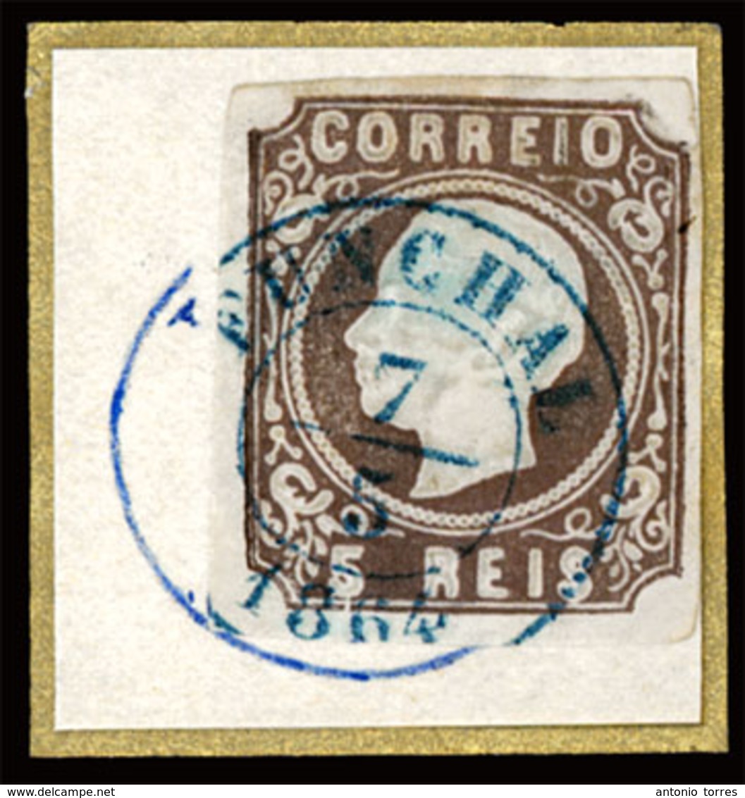PORTUGAL. 14º Die II. 5rs. Brown, Blue Central Cds "FUNCHAL" / 7-5-1864" (***). Exhibition Item In Prestige Condition. - Altri & Non Classificati