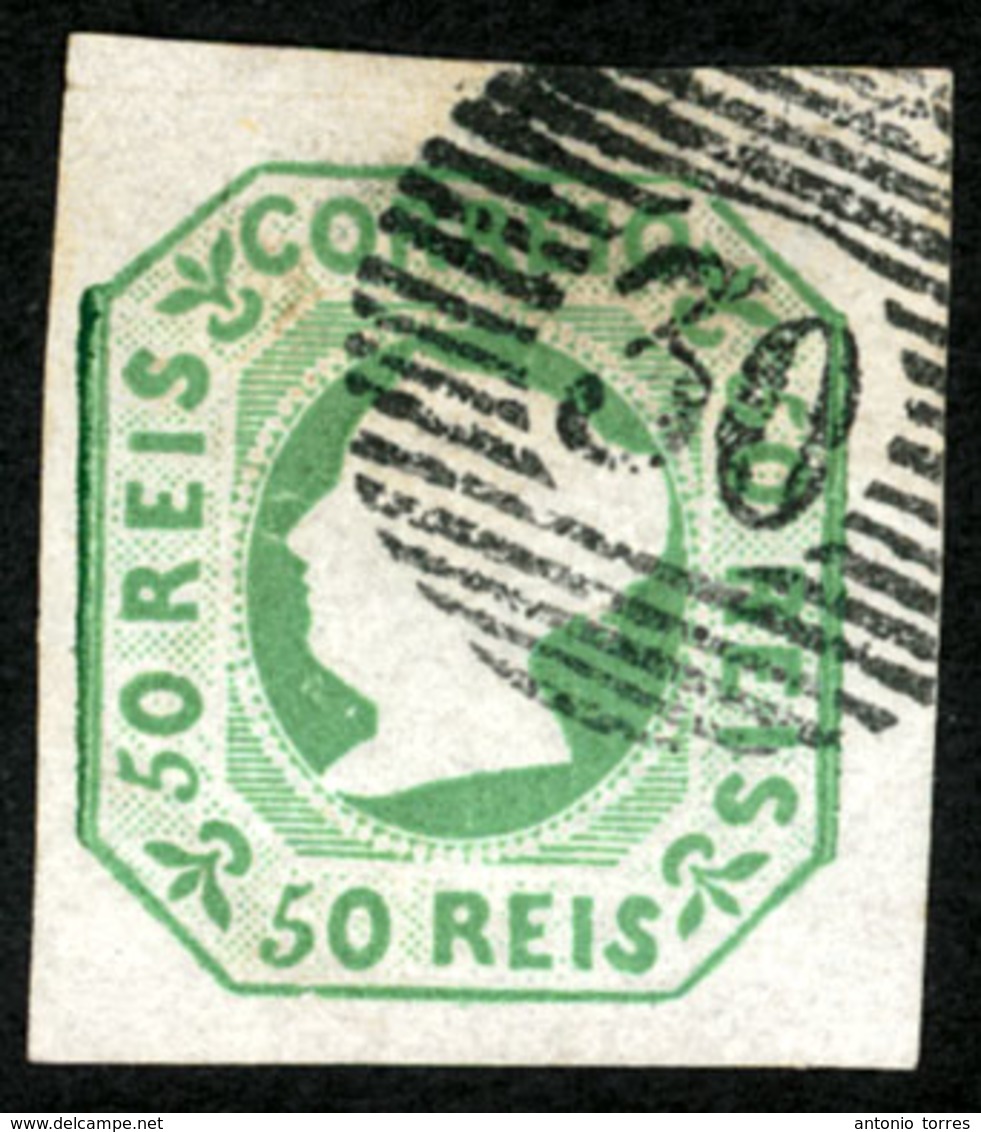 PORTUGAL. 3º. 50rs. Yellow-green. Large Margins All Around, Neatly Cancelled "30" (Montemor-o-novo) Scarce Town. VF. A B - Altri & Non Classificati